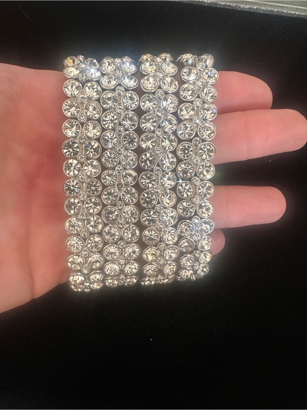 Crystal Multi-Row Stretch Bracelet - Clear Rhinestone
